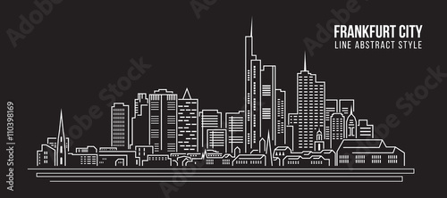Cityscape Building Line art Vector Illustration design - frankfurt city