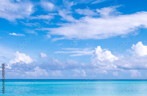 Beach in Maldives with blue sky background.