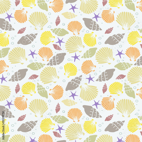 Seamless pattern with sea shells