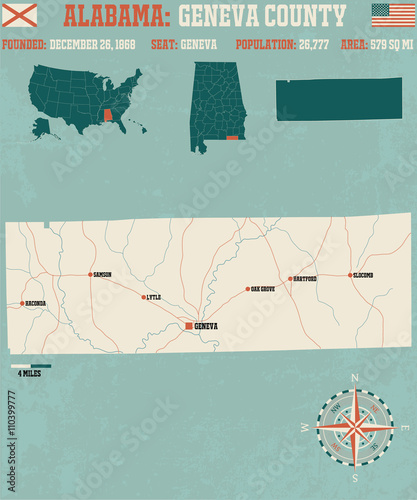 Large and detailed map and infos about Etowah County in Alabama