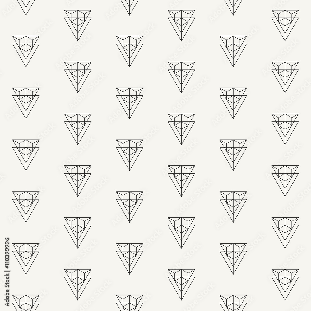 Vector seamless pattern. Modern stylish outlined fabric geometric texture with structure of repeating double triangles and hexagon inside of them. Vector seamless pattern. Modern stylish outlined fabric geometric texture with structure of repeating double triangles and hexagon inside of them.