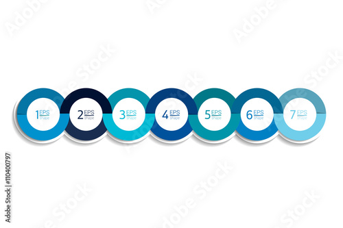Seven business elements banner, template. 7 steps design, chart, infographic, step by step number option, layout. 3D cyrcle style.