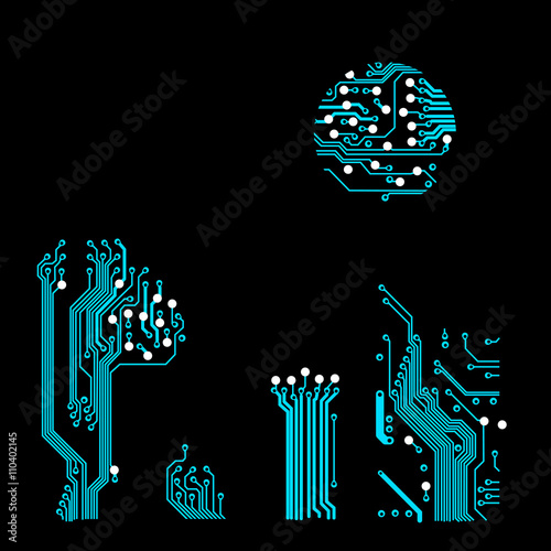 abstract vector background with high tech circuit board Vector Illustration