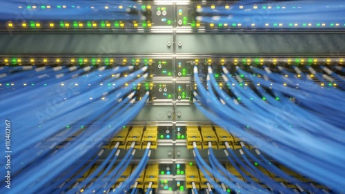 Fully loaded network media converters and ethernet switches loopable video. 3d rendering