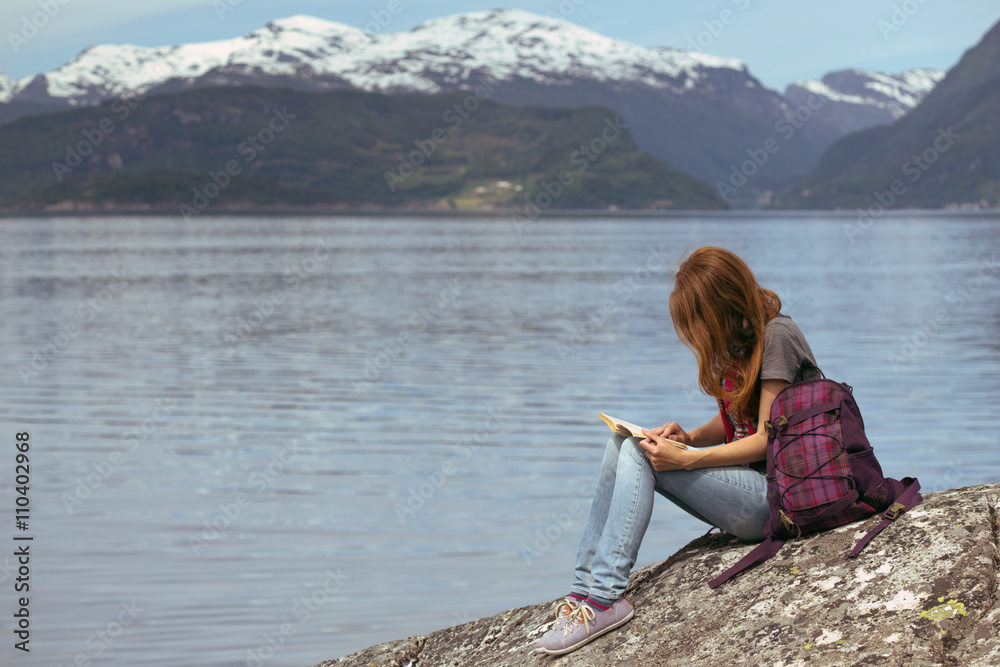 girl hiker at the norway girl hiker at the norway