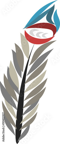 Feather quill pen flat icon for apps and websites