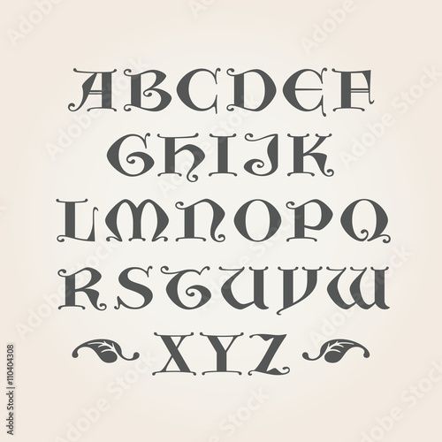 Gothic Initials. Capital latin A-Z letters in vector. Decorative Alphabet. photo