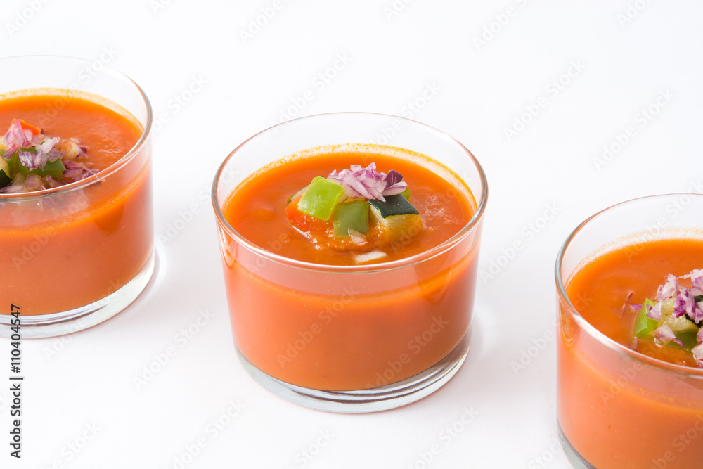 Gazpacho soup in glass Isolated on white background
Gazpacho soup in glass Isolated on white background