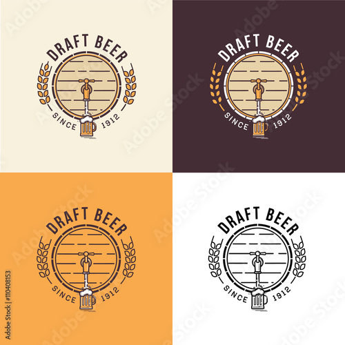 Set of vintage beer logo template
