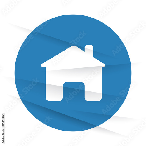 White Home icon label on wrinkled paper