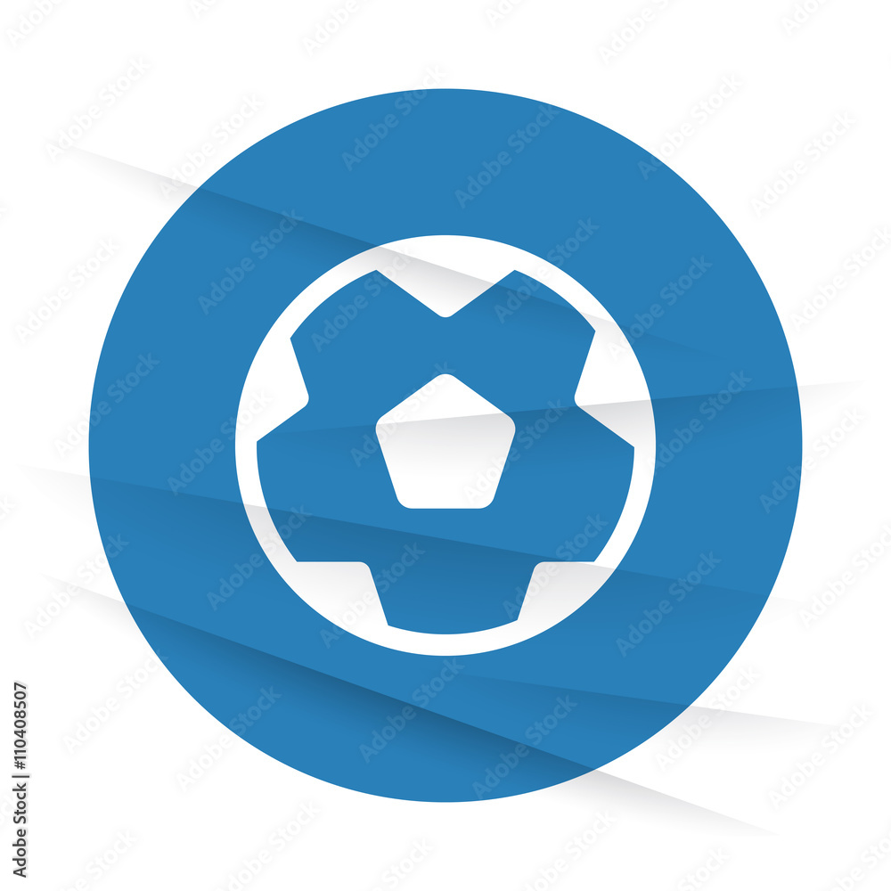 White Soccer Ball icon label on wrinkled paper