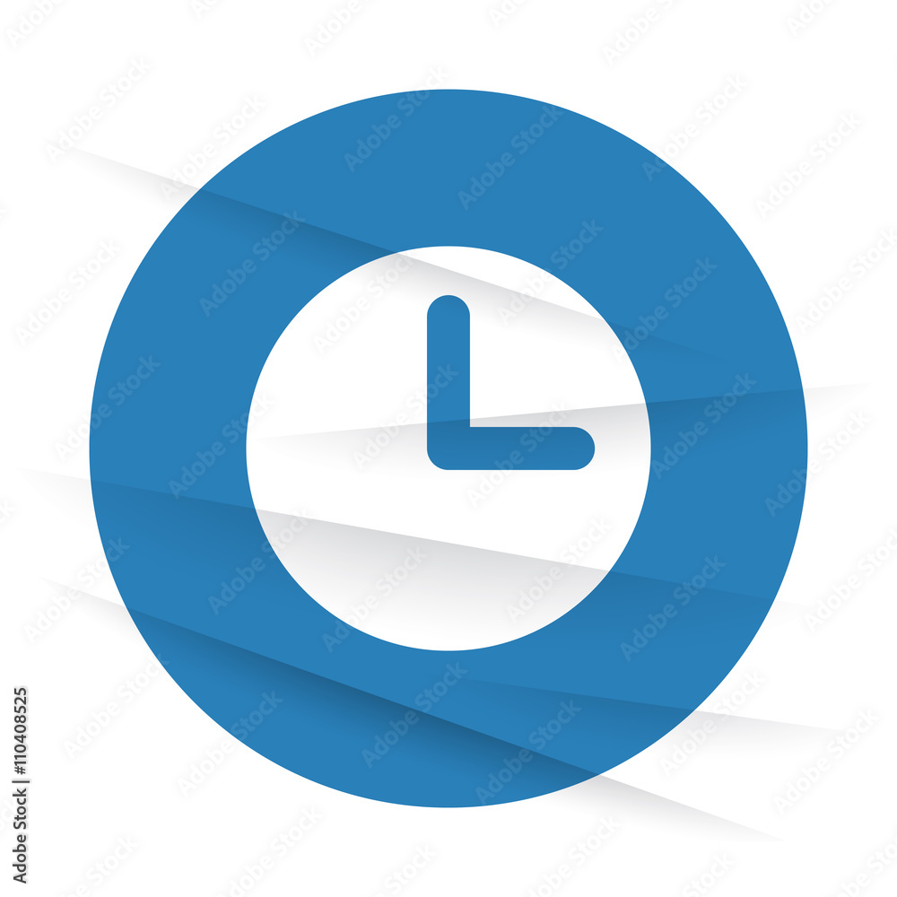 White Clock icon label on wrinkled paper White Clock icon label on wrinkled paper