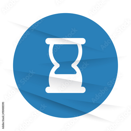 White Hourglass icon label on wrinkled paper