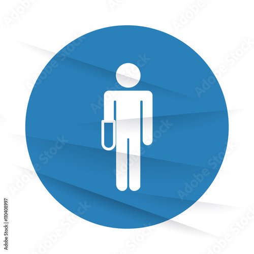 White Hand icon label on wrinkled paper