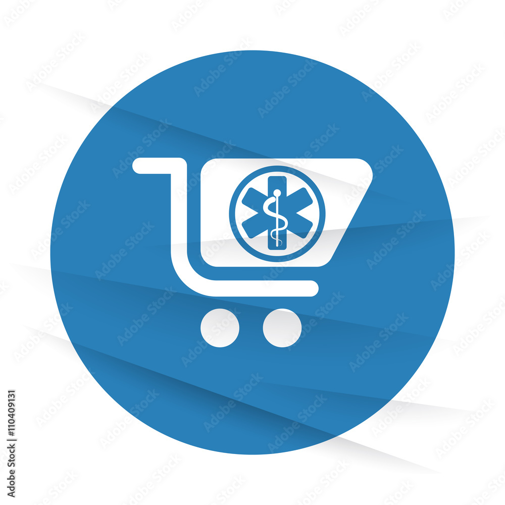 White Pharmacy Store icon label on wrinkled paper