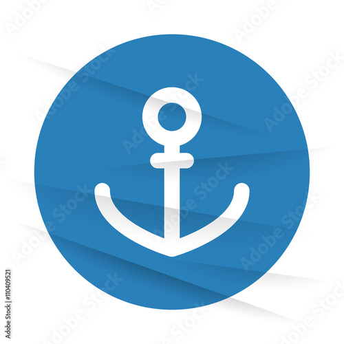 White Anchor icon label on wrinkled paper