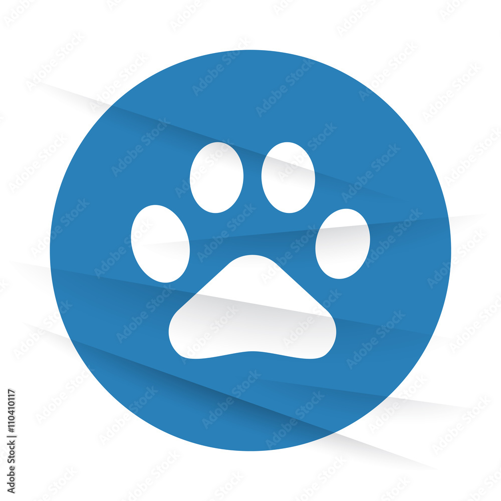 White Paw Print icon label on wrinkled paper White Paw Print icon label on wrinkled paper