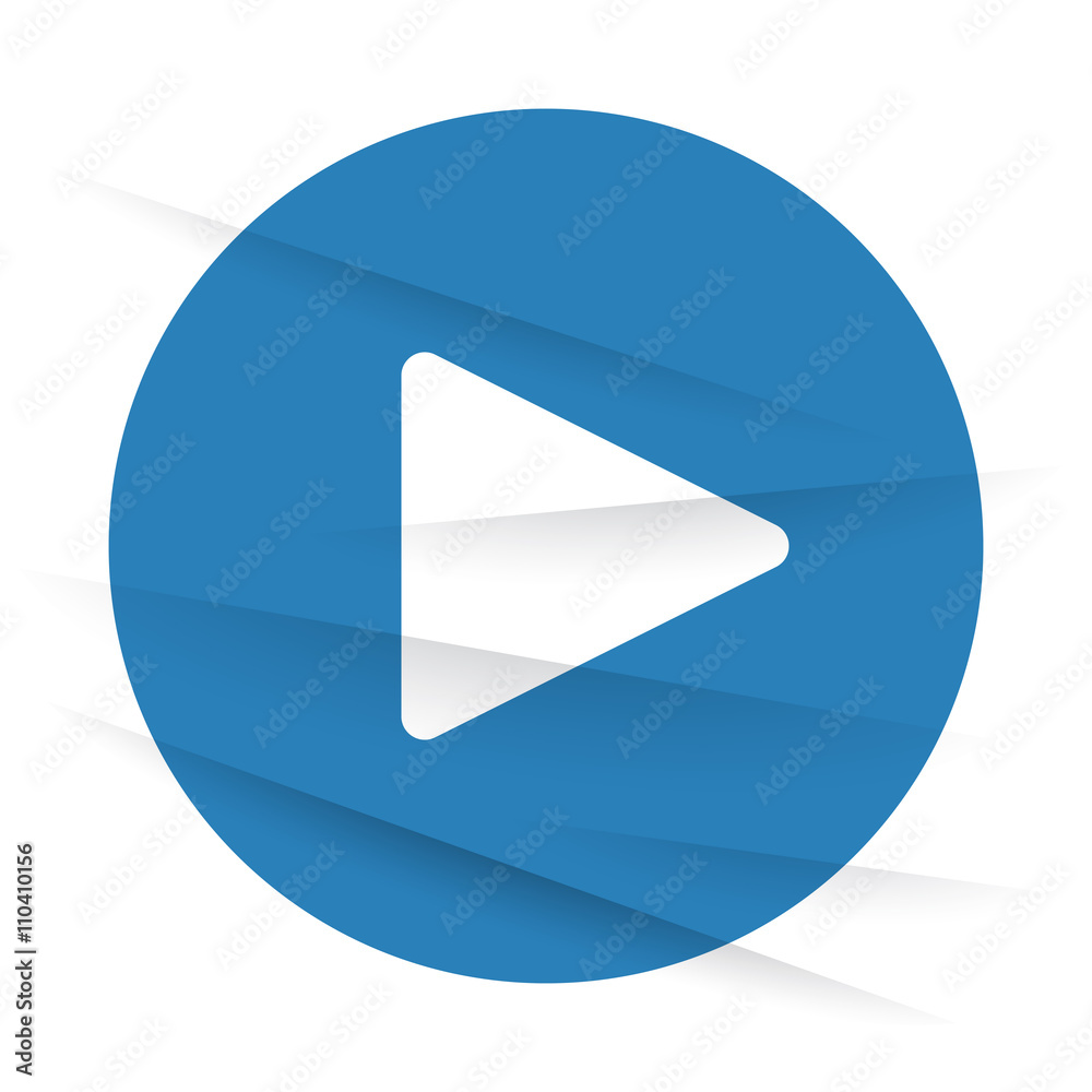 White Play icon label on wrinkled paper White Play icon label on wrinkled paper