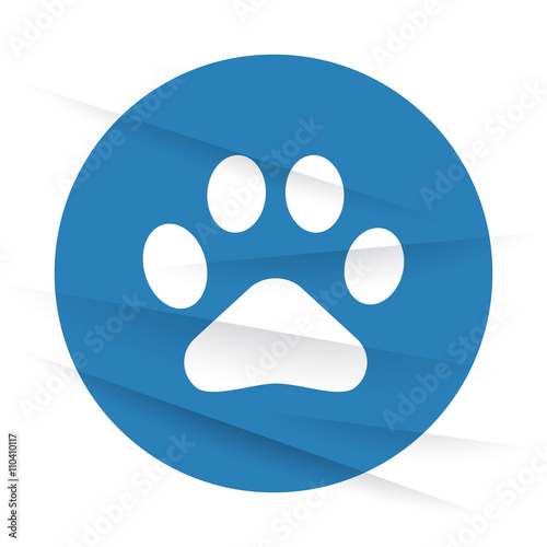 White Paw Print icon label on wrinkled paper