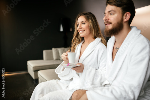 Couple enjoying morning tea