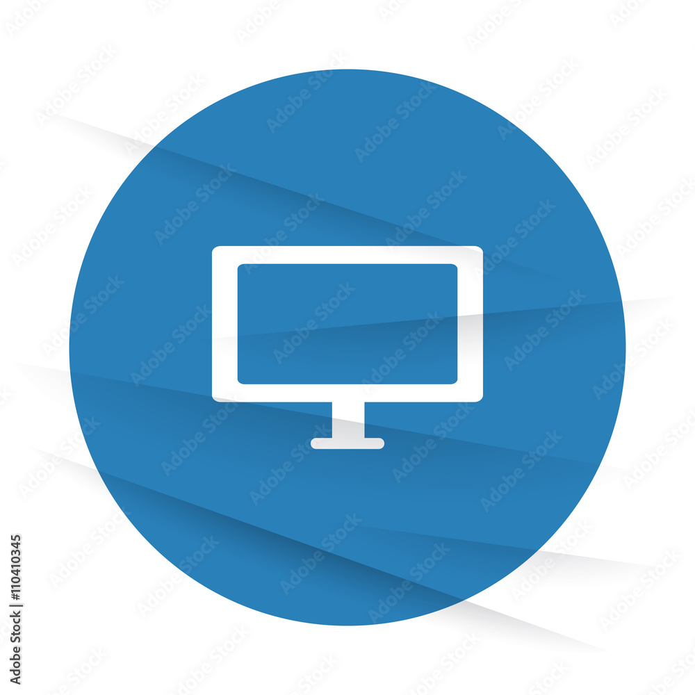 White Computer Screen icon label on wrinkled paper White Computer Screen icon label on wrinkled paper