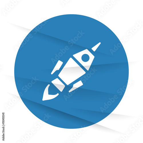 White Rocket Launch icon label on wrinkled paper