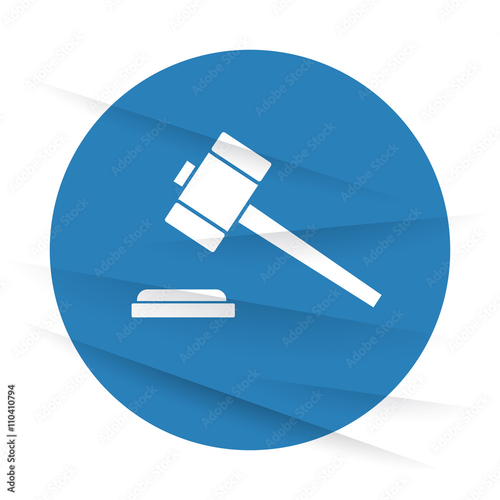 White Law Gavel icon label on wrinkled paper White Law Gavel icon label on wrinkled paper