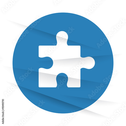 White Puzzle icon label on wrinkled paper