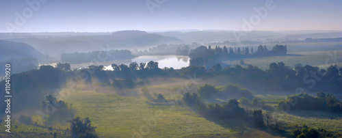 Foggy lake valley