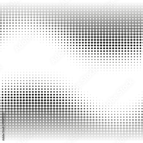 Black and white abstract background with halftone effect waves