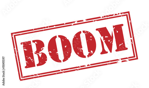 boom red stamp on white background