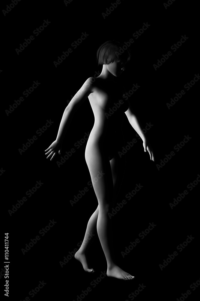 sexy nude woman posing black and white Art 