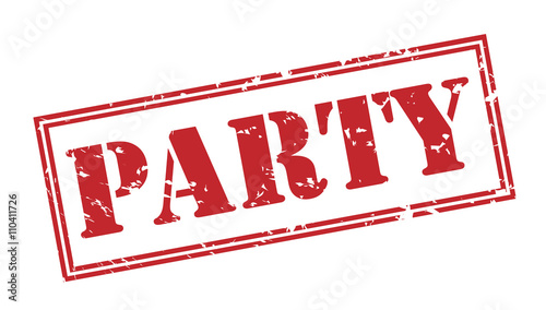 party red stamp on white background