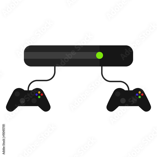 Videogame console with joysticks isolated on white. Vector game pad icon in flat style.