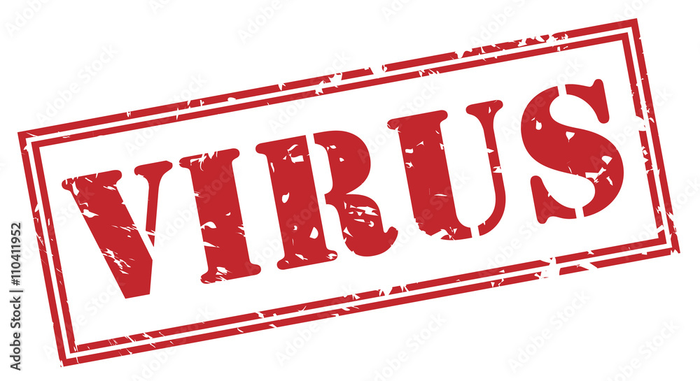 virus red stamp on white background
