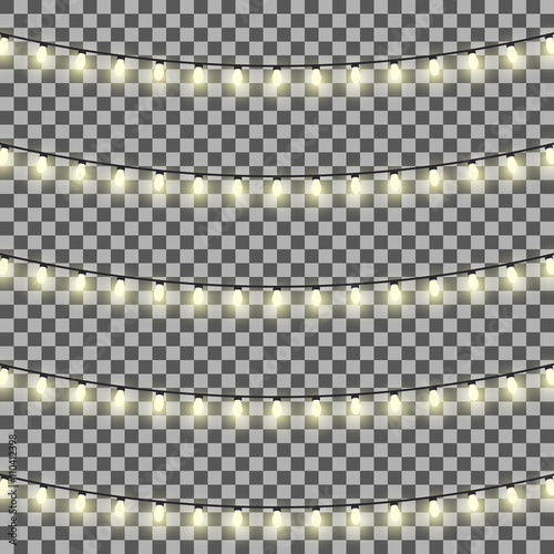 Vector set of garlands light on a transparent background