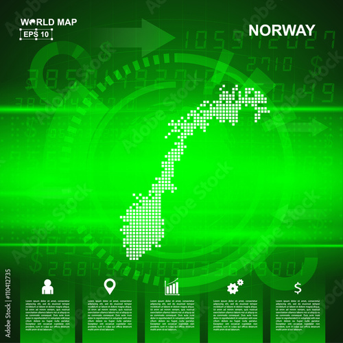 Map Of Norway,Abstract Green background, pixel vector illustration
