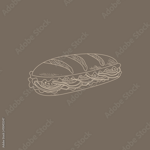 Cuban Sandwich Hand Drawn Sketch