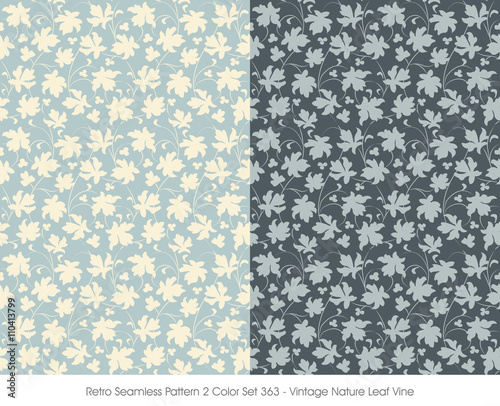 Retro Seamless Pattern 2 Color Set_363 Vintage Nature Leaf Vine