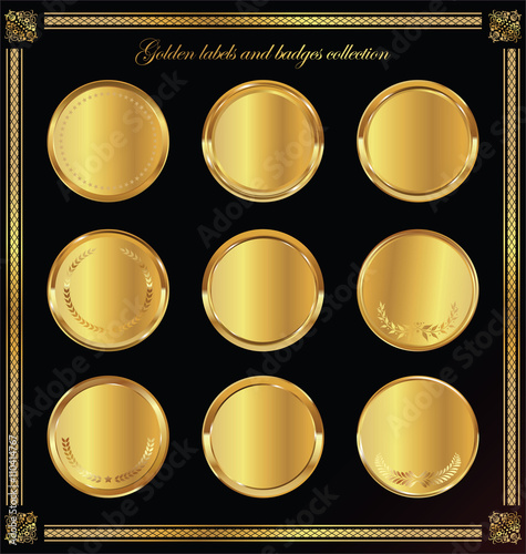 Golden badges and labels collection