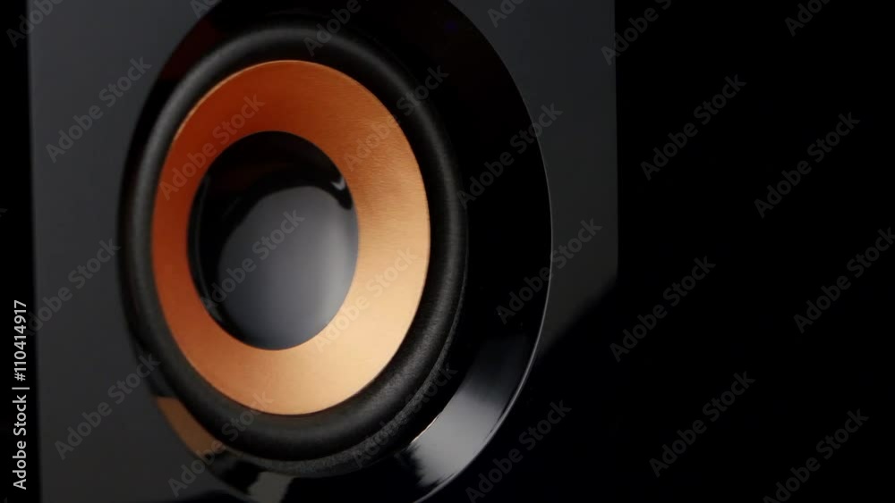 Moving professional music studio monitor. Closeup. Moving professional music studio monitor. Closeup.