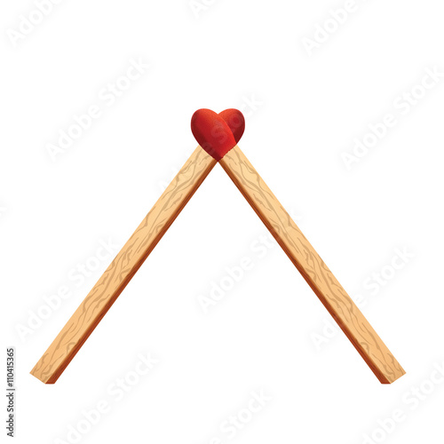 Heart matches for your design, wooden matches