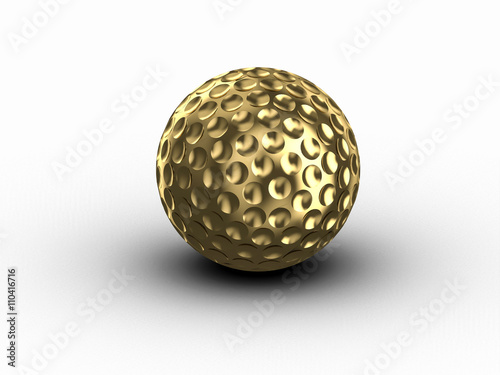 Golden golf ball 3d rendering
