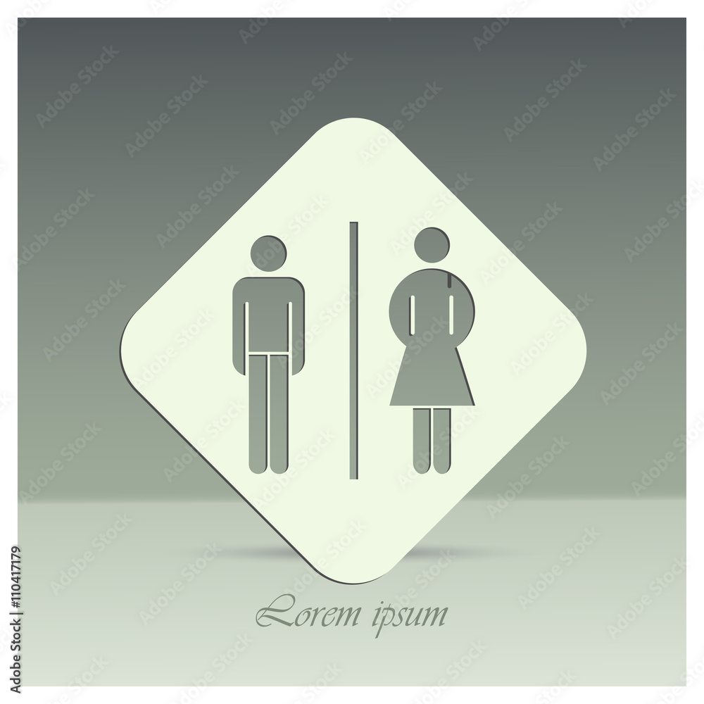 Vector man and woman icons, toilet sign, restroom icon, minimal Stock ...