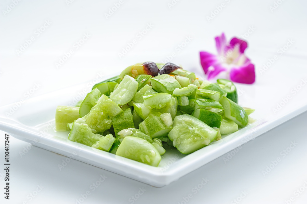 Traditional China hot cucmber salad studio shot Traditional China hot cucmber salad studio shot