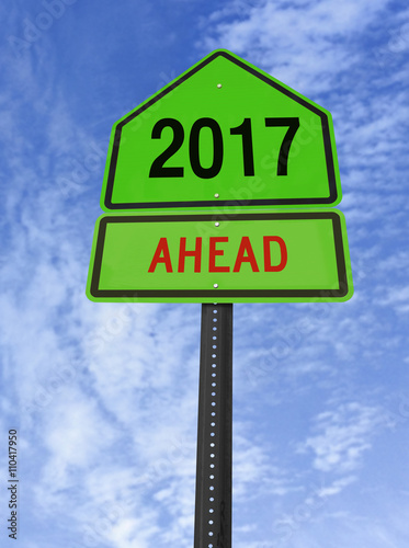 2017 ahead roadsign