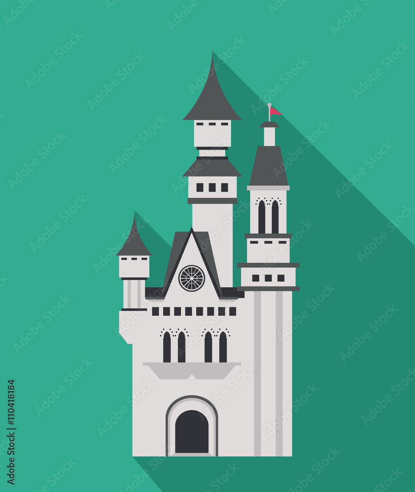 Castle icon. Palace design. Flat illustration, vector