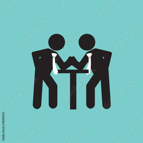 Businessman Arm Wrestling Symbol Vector Illustration.