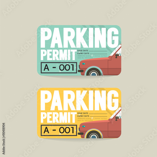 Parking Permit Card Vector Illustration.