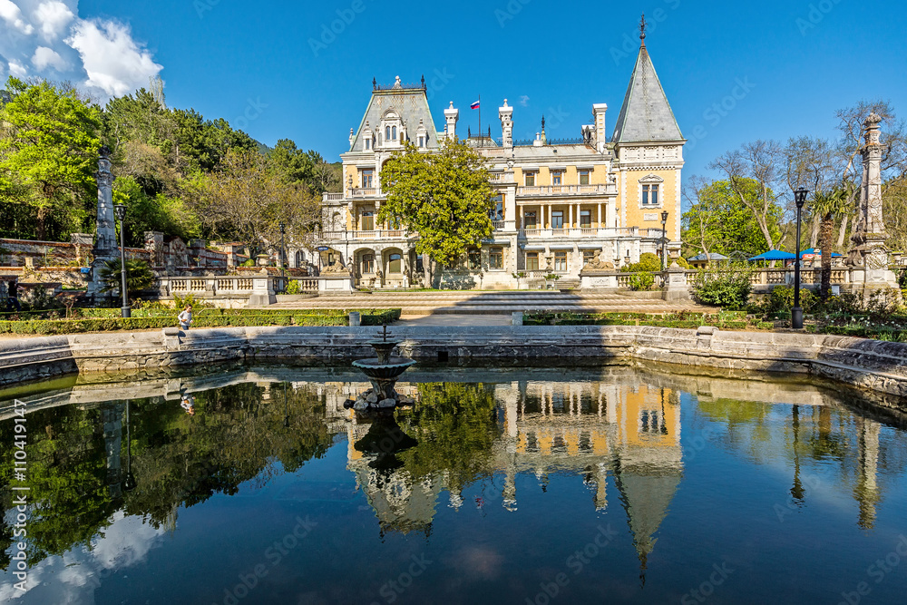 Massandra palace with statues in the Crimea